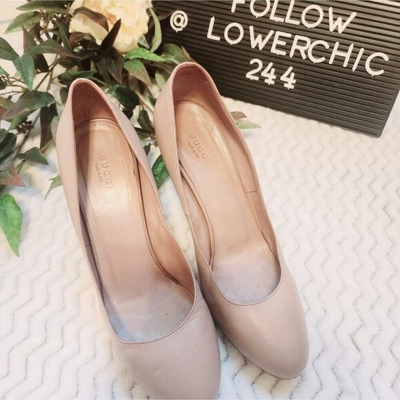 GUCCI BEIGE LEATHER PUMP SIZE 40 WITH BOX & DUSTBAG - Picture 5 of 14